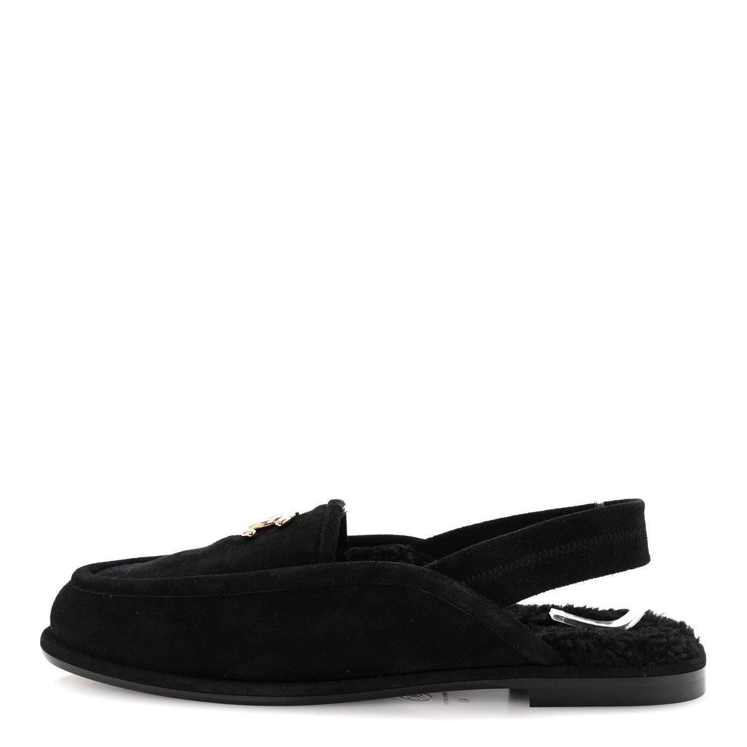 Chanel Suede Calfskin CC Slingback Loafers 40 Black 1 of 9