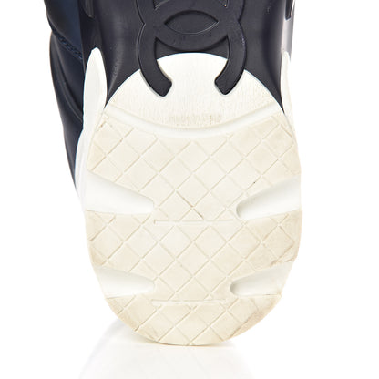 Chanel Nylon Calfskin CC Sneakers 37 Navy White 8 of 11