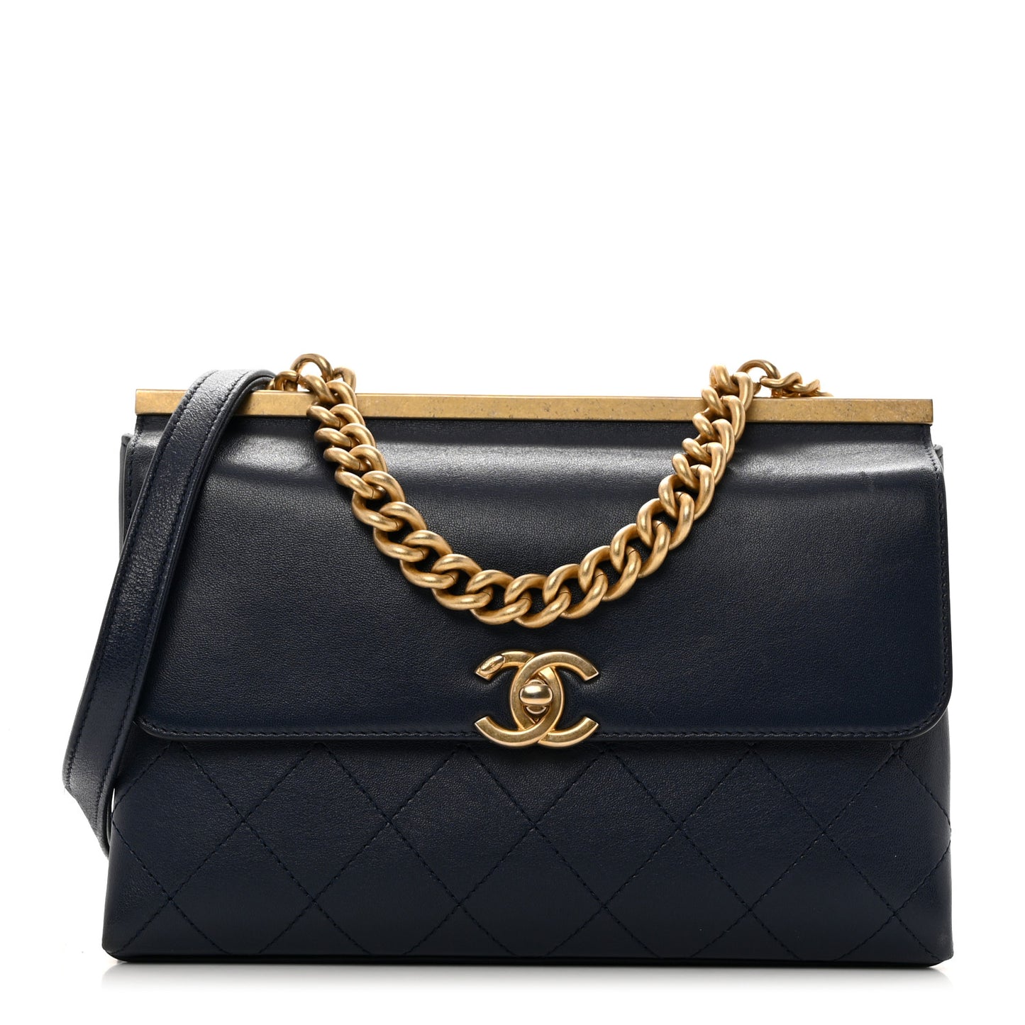 Lambskin Stitched Coco Luxe Medium Flap Blue