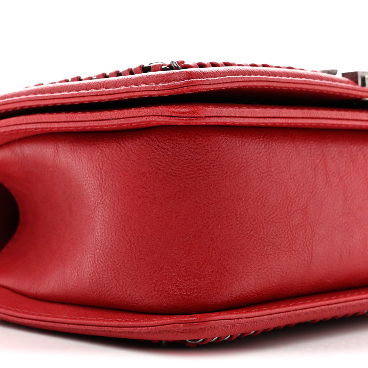 Calfskin Quilted Medium Top Handle Boy Flap Red