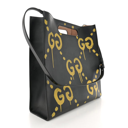 Gucci Calfskin GucciGhost Real Medium XL Tote Black Yellow 3 of 11