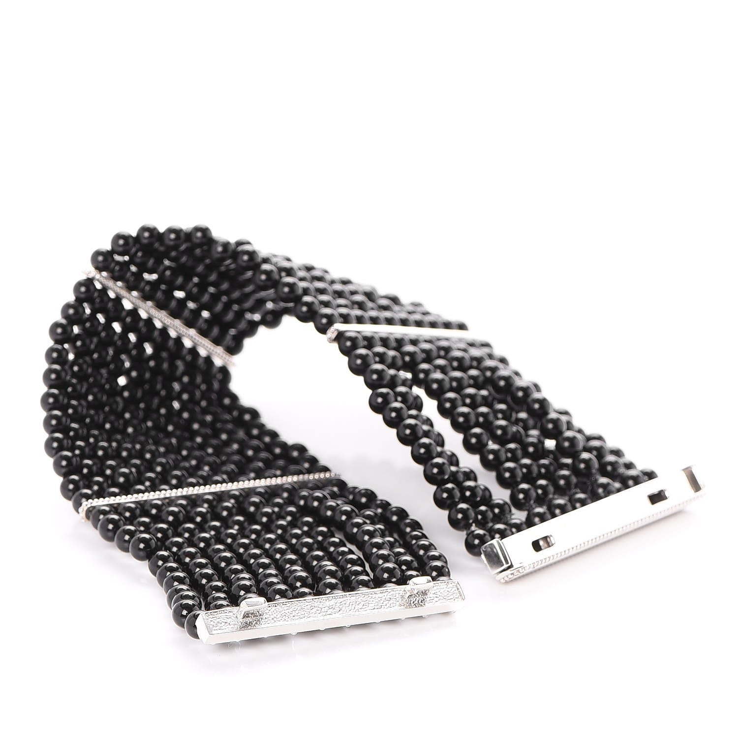 Tiffany Sterling Silver Black Onyx 10 Row Ziegfeld Bracelet 4 of 6