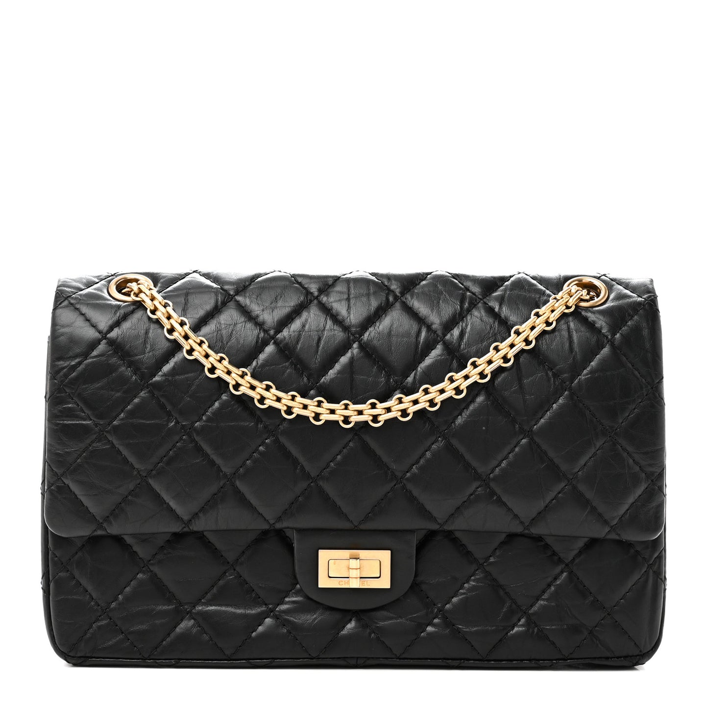 Aged Calfskin Quilted 2.55 Reissue 226 Flap Black
