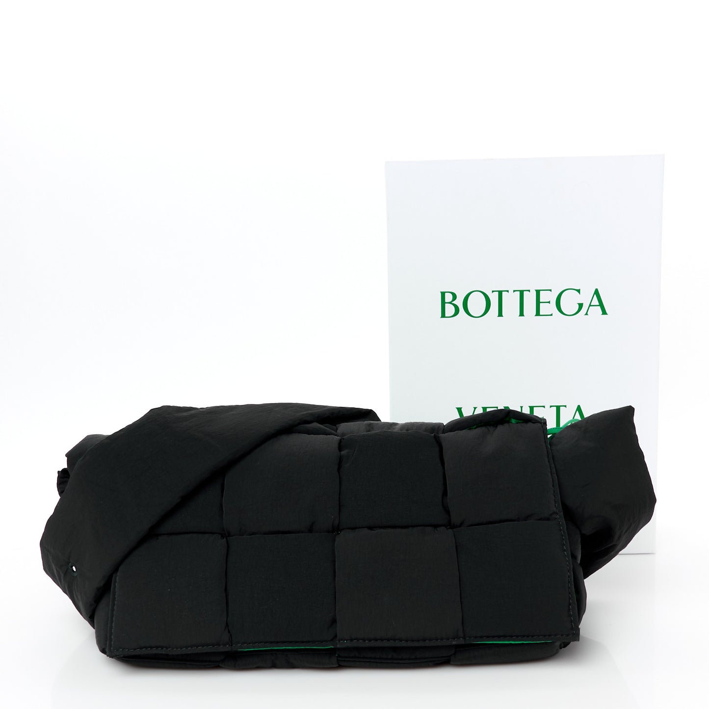 Nylon Intrecciato Padded Tech Cassette Bag Black Green