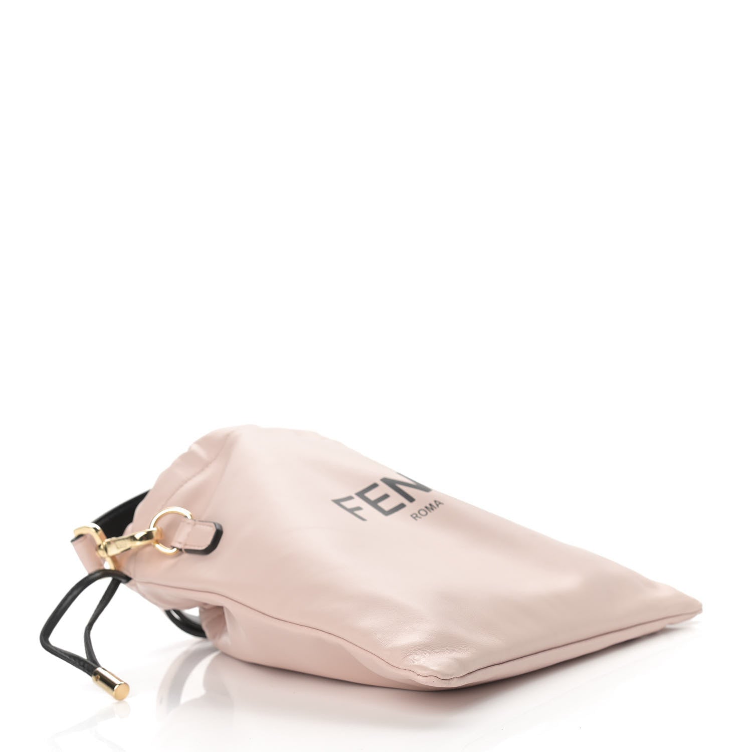 Fendi Soft Nappa Logo Small Drawstring Pouch Bag Rosa Quarzo Black 4 of 9