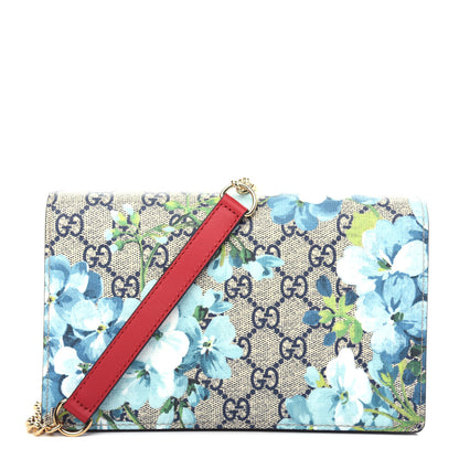 Gucci GG Supreme Monogram Blooms Chain Wallet Blue 1 of 10