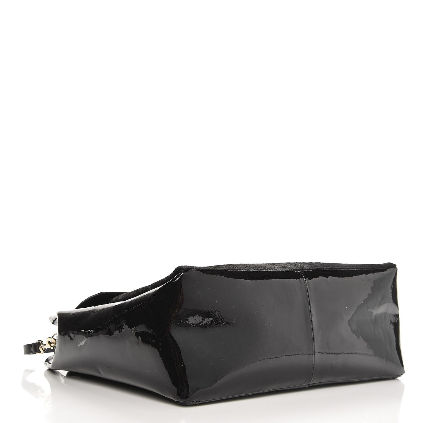 Calf Hair Snakeskin Patent Calfskin Large Mime Single Handle Bag Black
