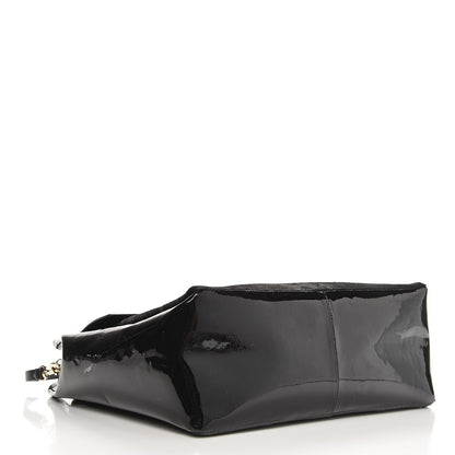 Valentino Garavani Calf Hair Snakeskin Patent Calfskin Large Mime Single Handle Bag Black 5 of 10