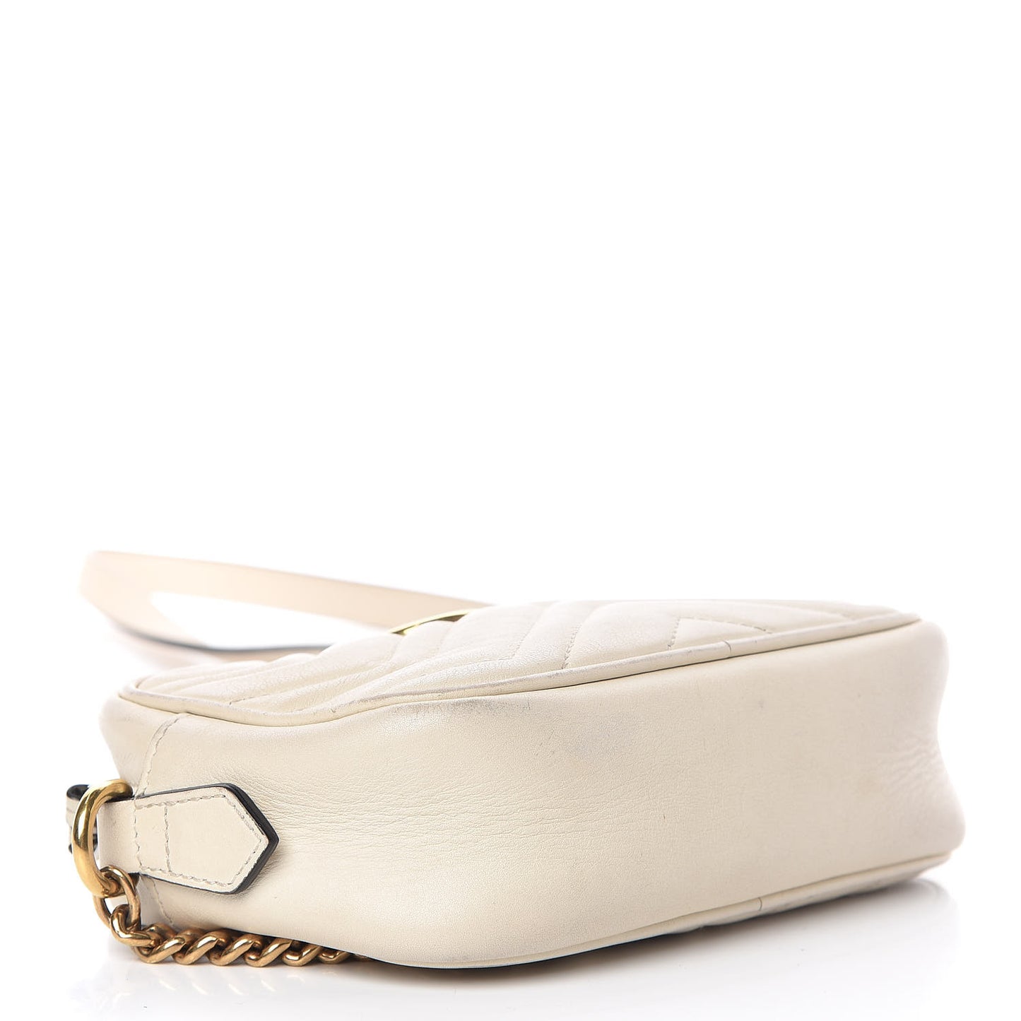 Calfskin Matelasse Mini GG Marmont Chain Shoulder Bag White