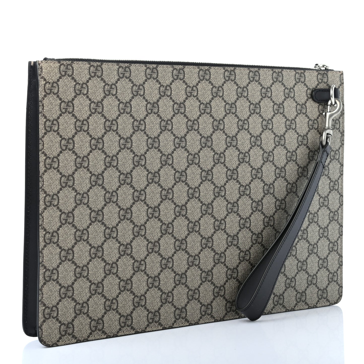 GG Supreme Monogram Web Medium Documents Holder Beige