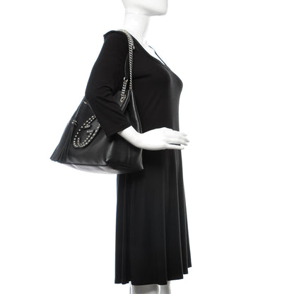 Gucci Pebbled Calfskin Studded Medium Soho Chain Shoulder Bag Black 2 of 9