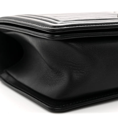 Chanel Calfskin Chevron Quilted Medium Boy Flap Black 9 of 10