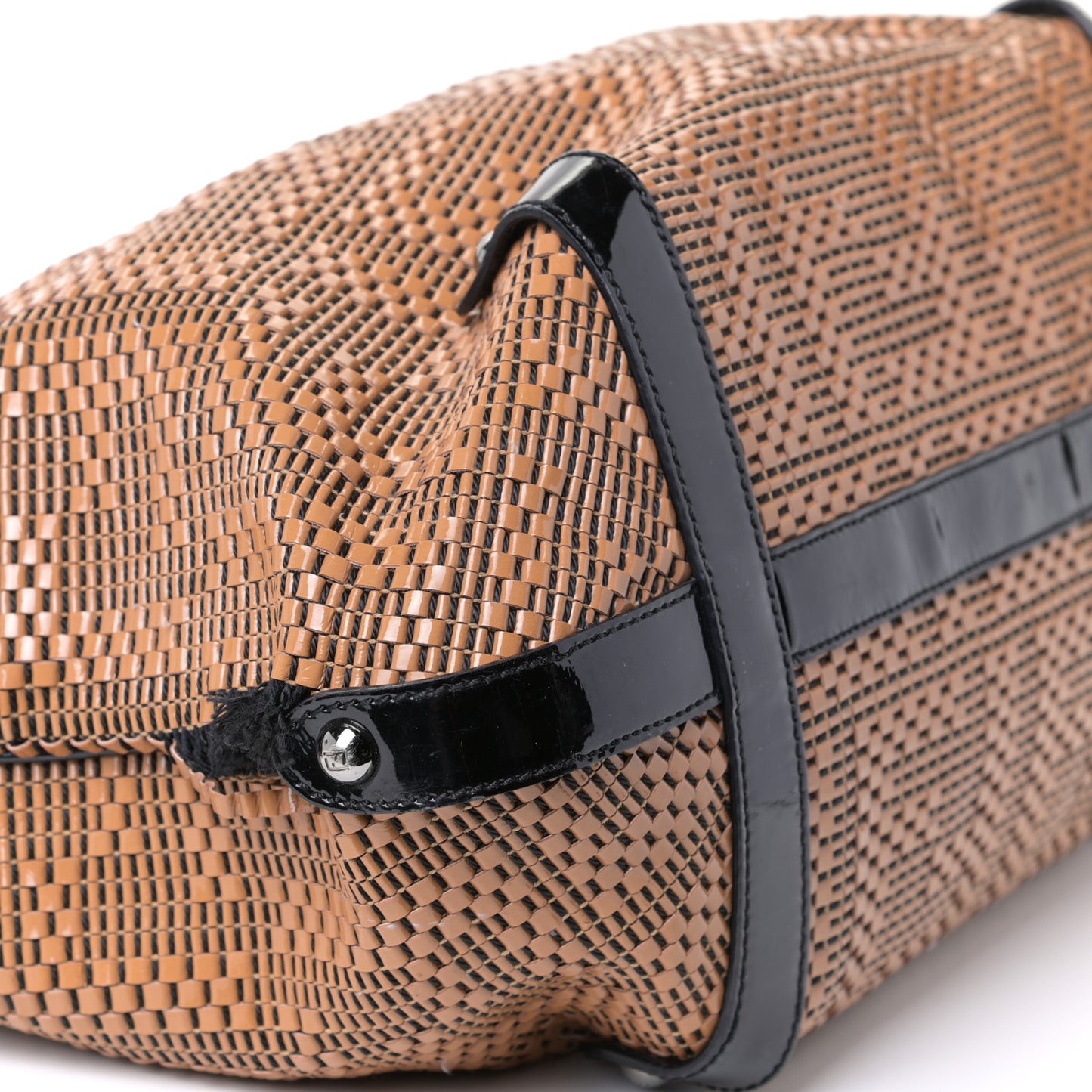Canvas Patent Calfskin Woven Forever Hobo Mou Black
