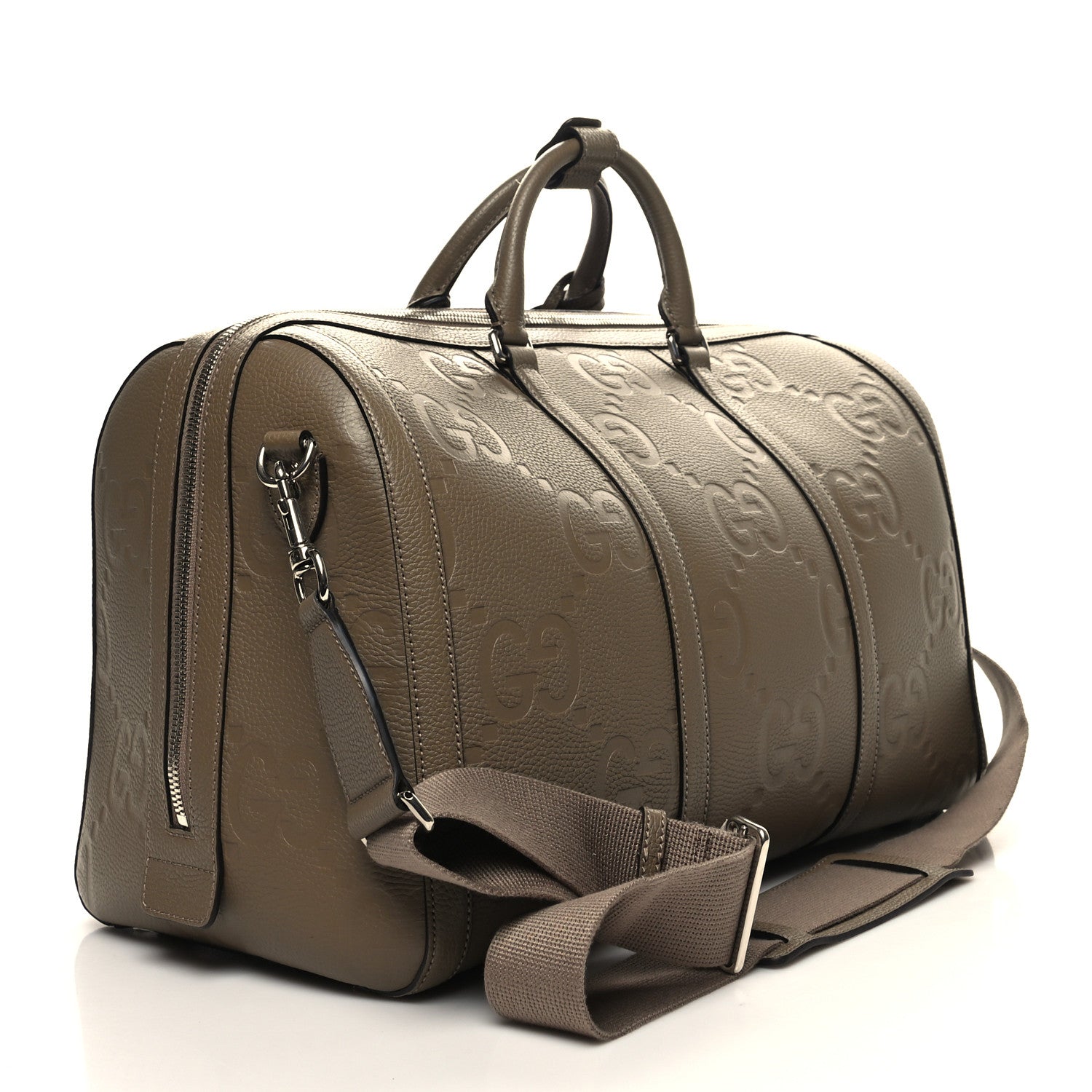 Gucci Piuma Calfskin Jumbo GG Embossed Large Duffle Bag Good Taupe 3 of 12