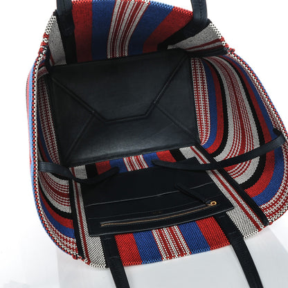 Celine Textile Striped Medium Horizontal Cabas Phantom Navy Blue 5 of 6