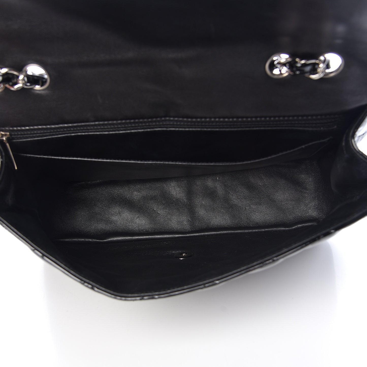 Patent Quilted Jumbo Single Flap Black