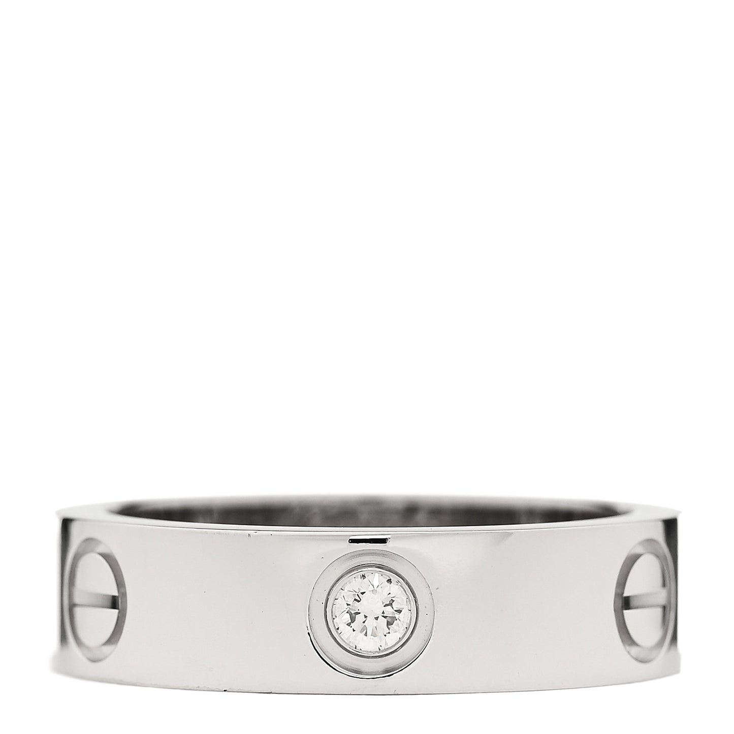 18K White Gold 3 Diamond 5.5mm LOVE Ring 56 7.75