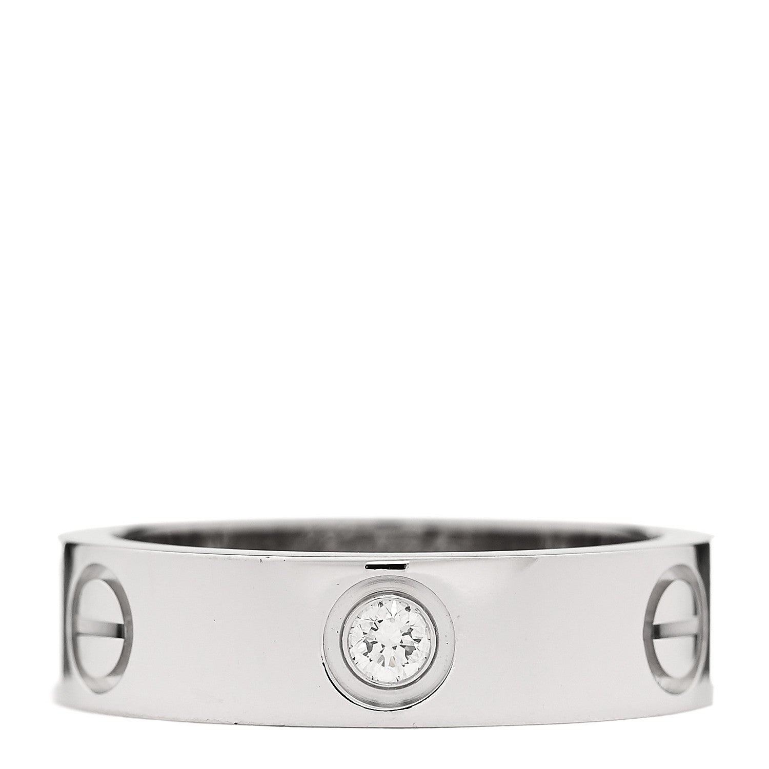 Cartier 18K White Gold 3 Diamond 5.5mm LOVE Ring 56 7.75 1 of 4