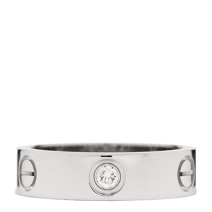 Cartier 18K White Gold 3 Diamond 5.5mm LOVE Ring 56 7.75 1 of 4