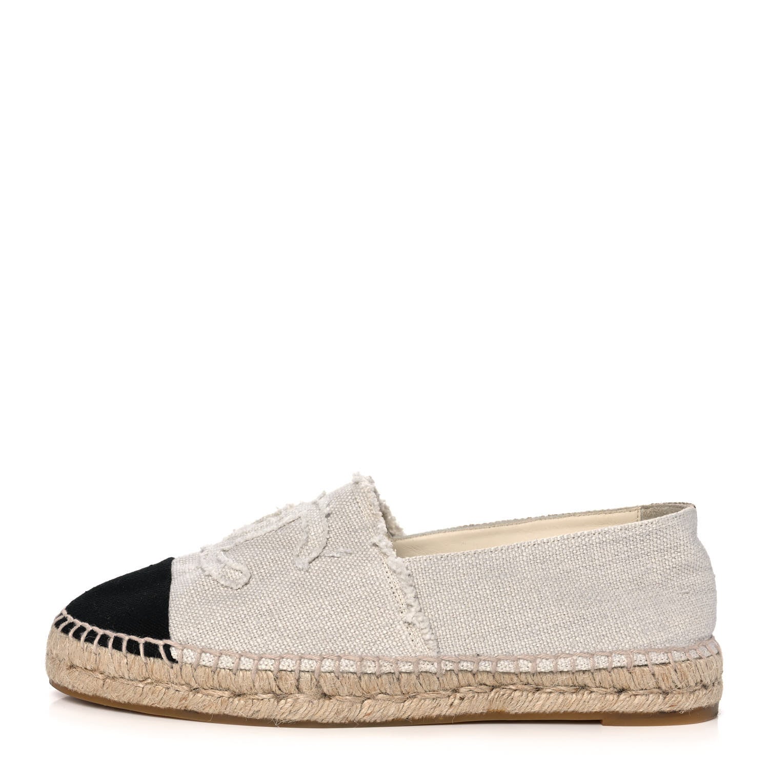 Chanel Canvas Velvet CC Espadrilles 39 Beige Black 1 of 12