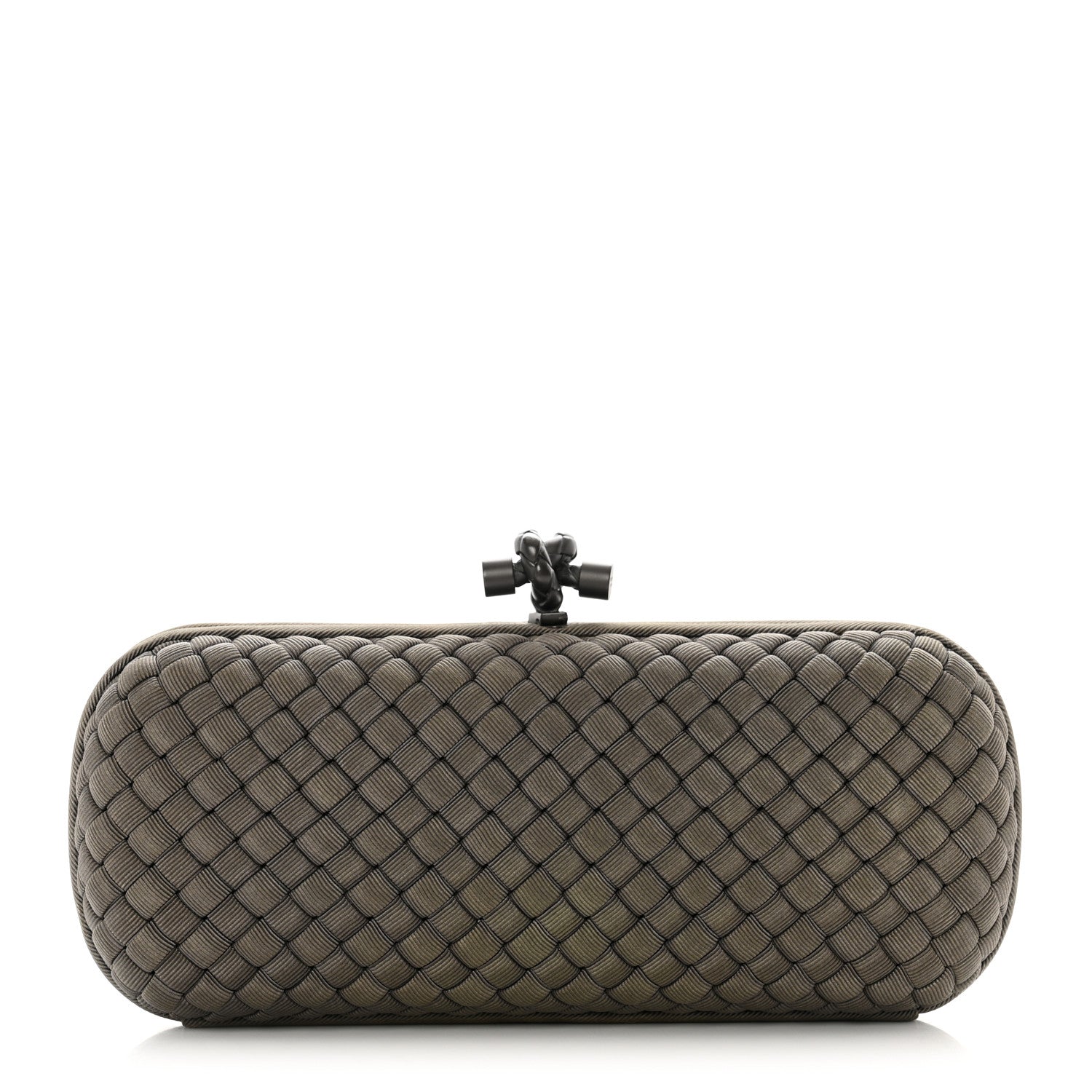 Bottega Veneta Satin Intreccio Impero Stretch Knot Clutch Taupe 1 of 9