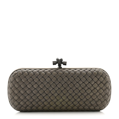 Bottega Veneta Satin Intreccio Impero Stretch Knot Clutch Taupe 1 of 9