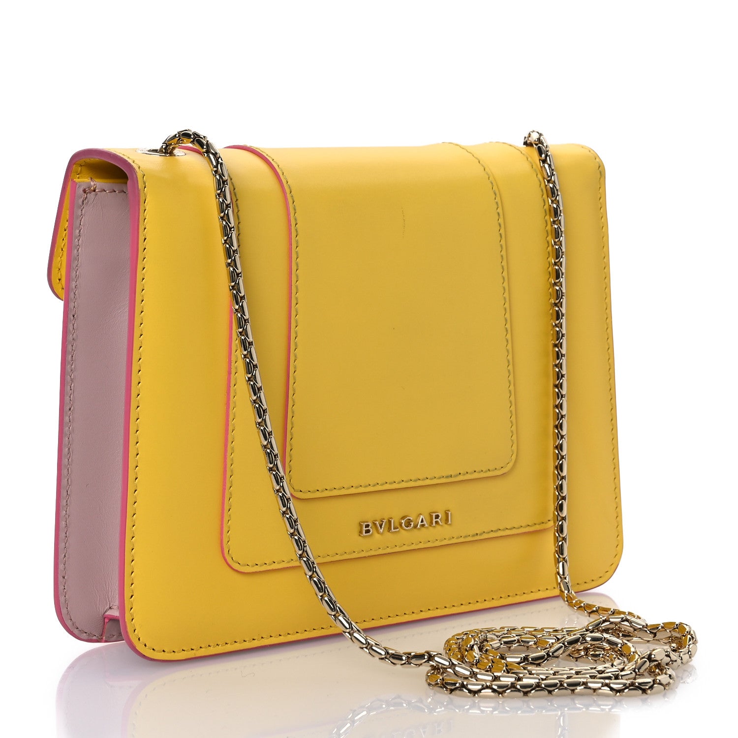 Bulgari Calfskin Small Serpenti Forever Snake Strap Crossbody Bag Yellow Multicolor 4 of 15