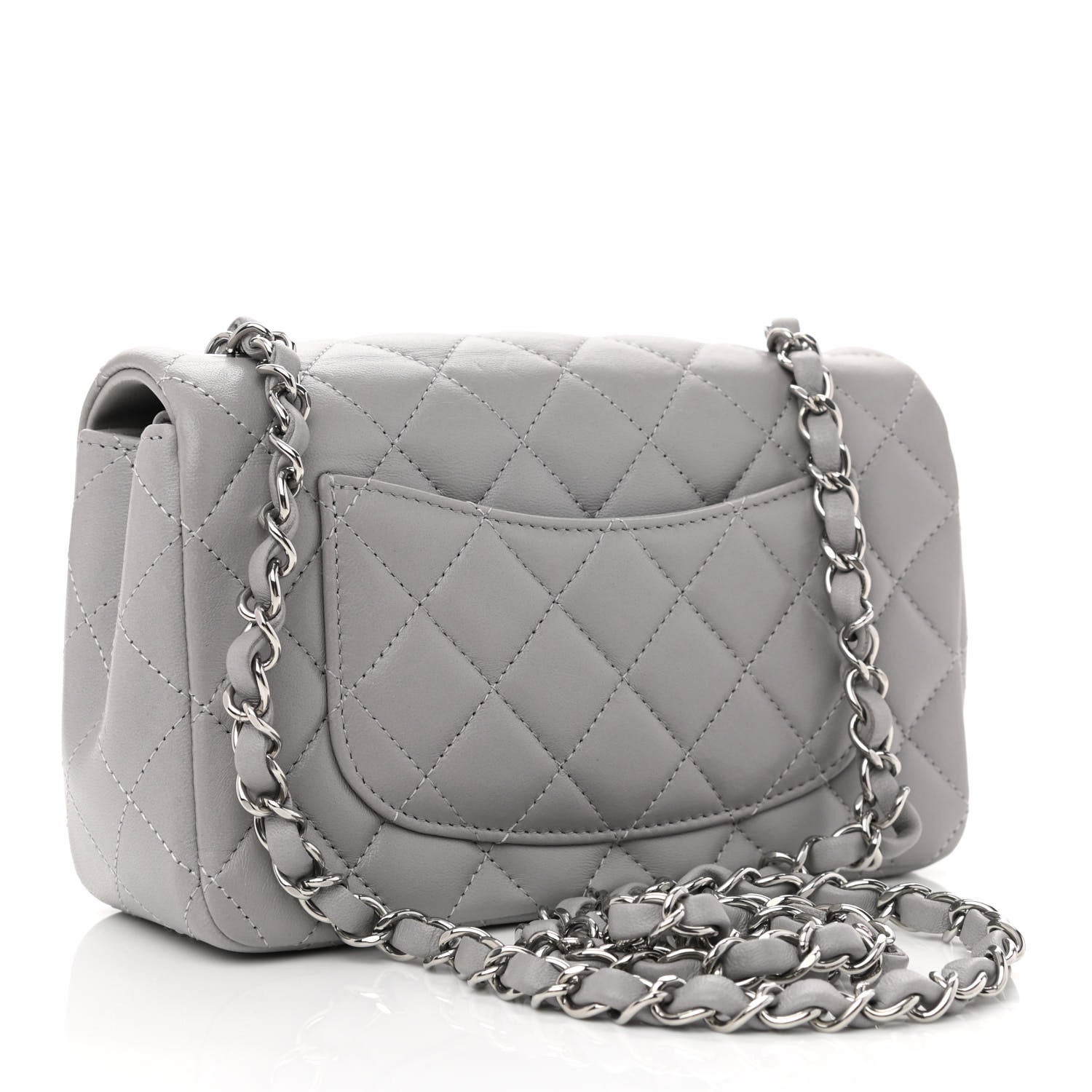 Chanel Lambskin Quilted Mini Rectangular Flap Grey 3 of 11