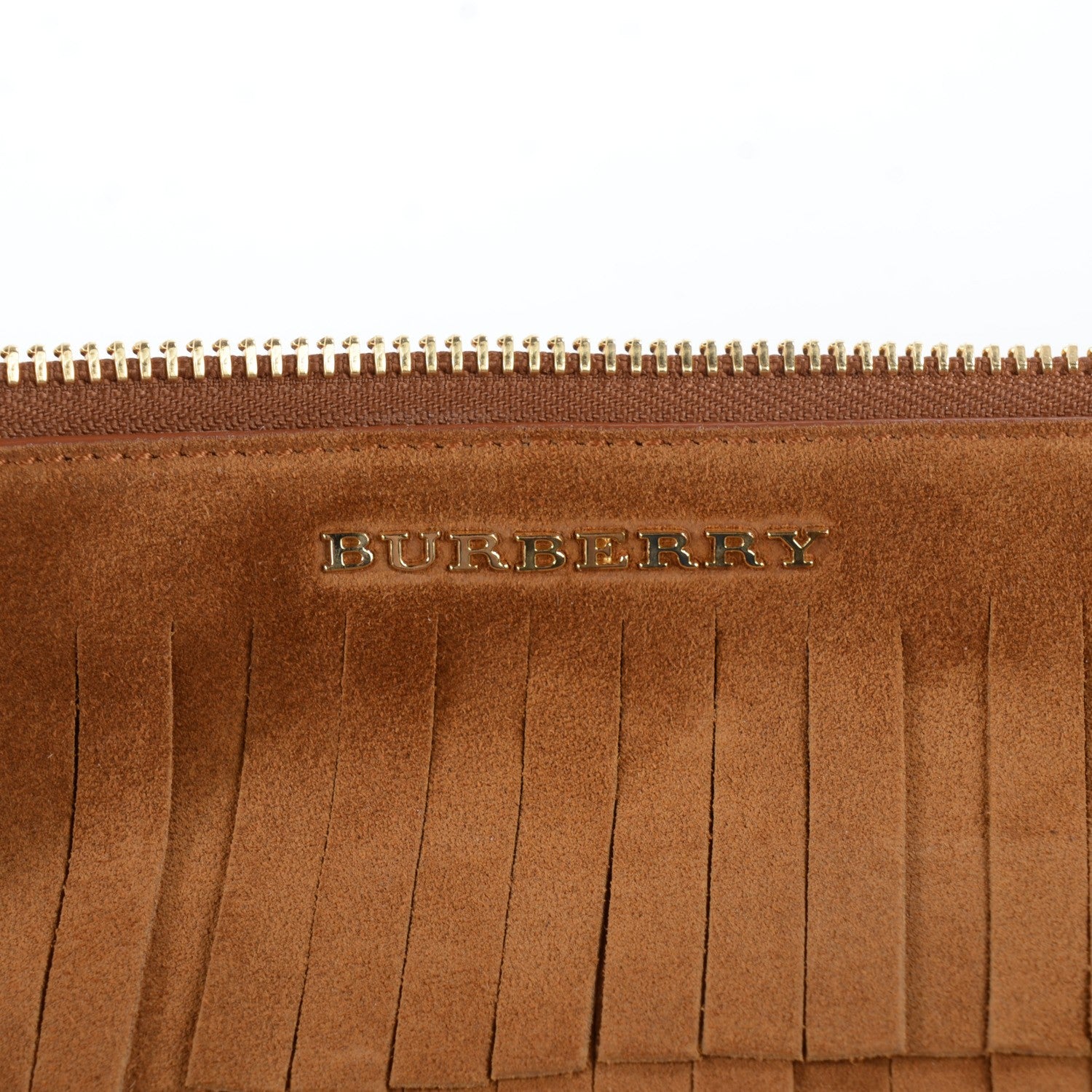 Burberry Suede Fringe Peyton Crossbody Clutch Bag Amber 8 of 12