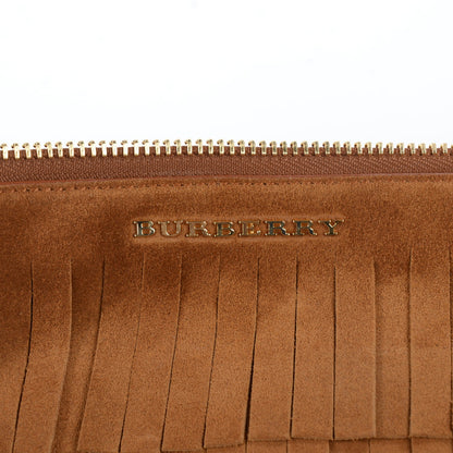 Burberry Suede Fringe Peyton Crossbody Clutch Bag Amber 8 of 12