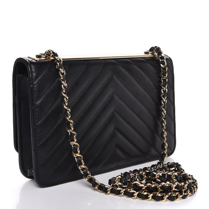Chanel Lambskin Chevron Quilted Trendy CC Wallet On Chain WOC Black 3 of 9
