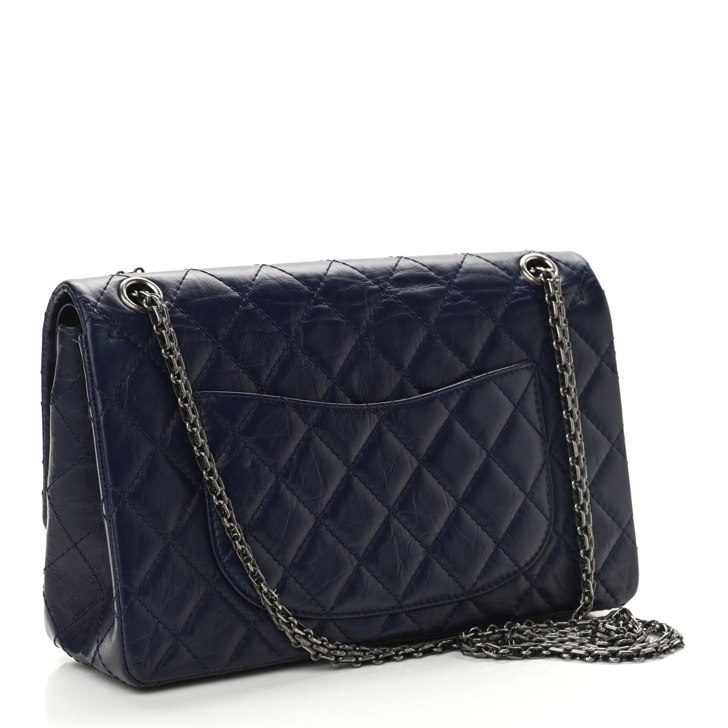 Aged Calfskin Quilted 2.55 Reissue 226 Flap Navy Blue