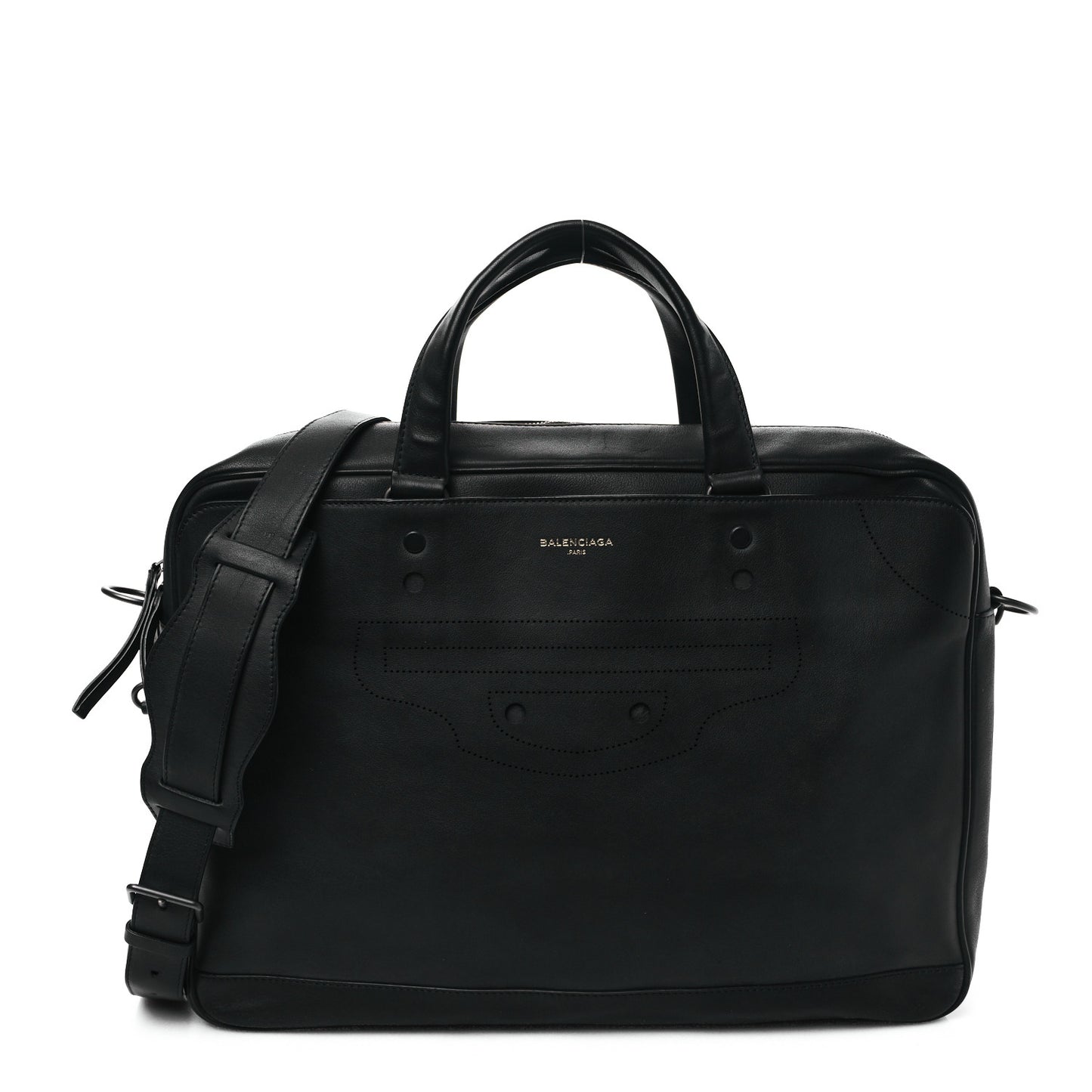 Veau Soyeux Perforated Blackout City Briefcase Black