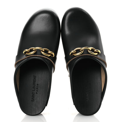 Saint Laurent Smooth Calfskin Le Maillon Clogs 39.5 Black 2 of 9
