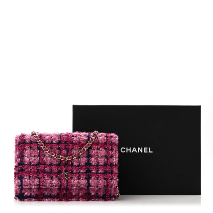 Chanel Tweed Quilted Wallet On Chain WOC Fuchsia Purple 12 of 12