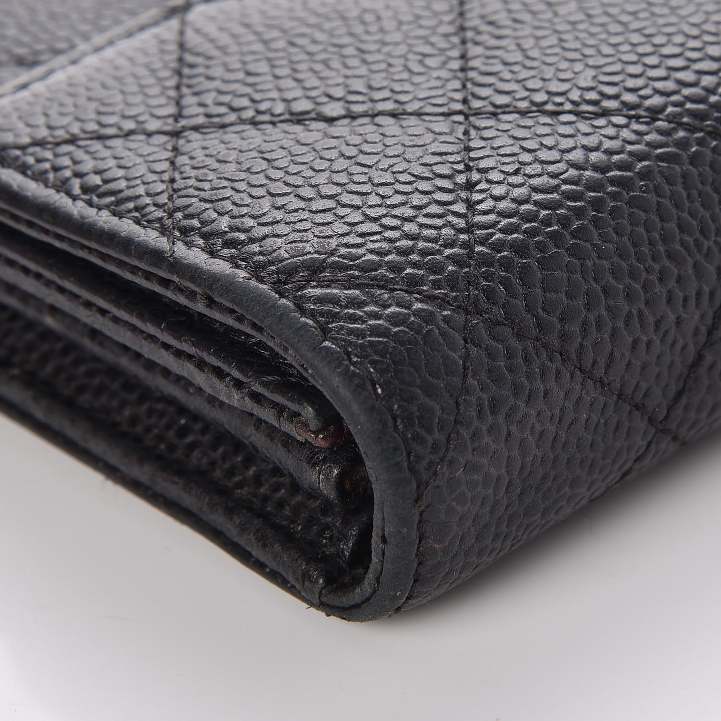 Caviar Quilted Large Gusset Flap Wallet Black