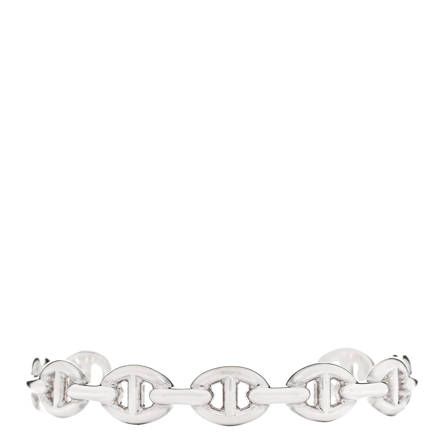 Hermes Sterling Silver MM Chaine d'Ancre Enchainee Cuff Bracelet SH 1 of 5