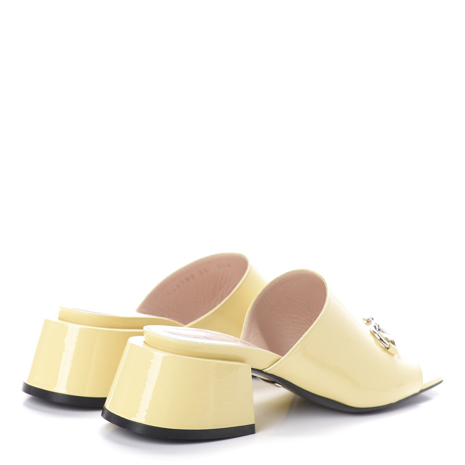 Gucci Patent Lexi Horsebit Mid-Heel Slide Sandals 35 Burro 4 of 7