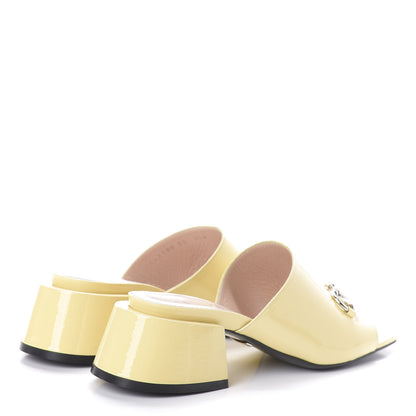 Gucci Patent Lexi Horsebit Mid-Heel Slide Sandals 35 Burro 4 of 7