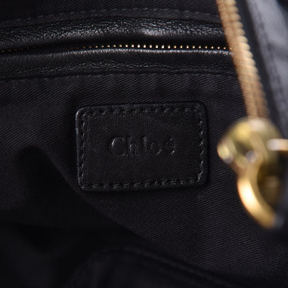 Chloe Lambskin Embroidered Medium Marcie Satchel Black 9 of 12
