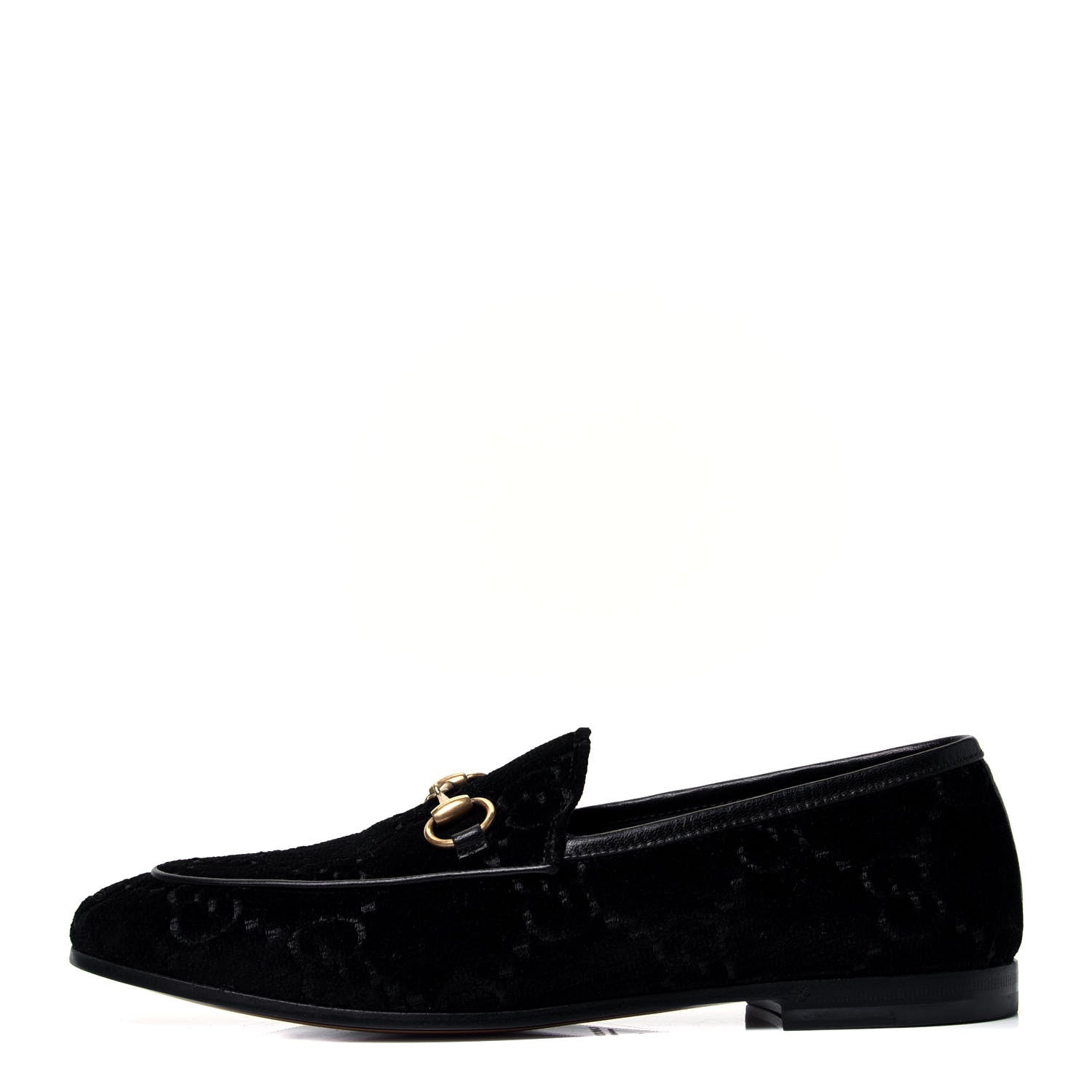 Gucci Velvet GG Monogram Horsebit Womens Jordaan Loafers 36 Black 1 of 10