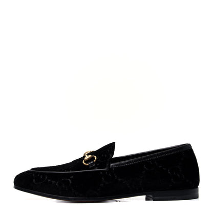 Gucci Velvet GG Monogram Horsebit Womens Jordaan Loafers 36 Black 1 of 10