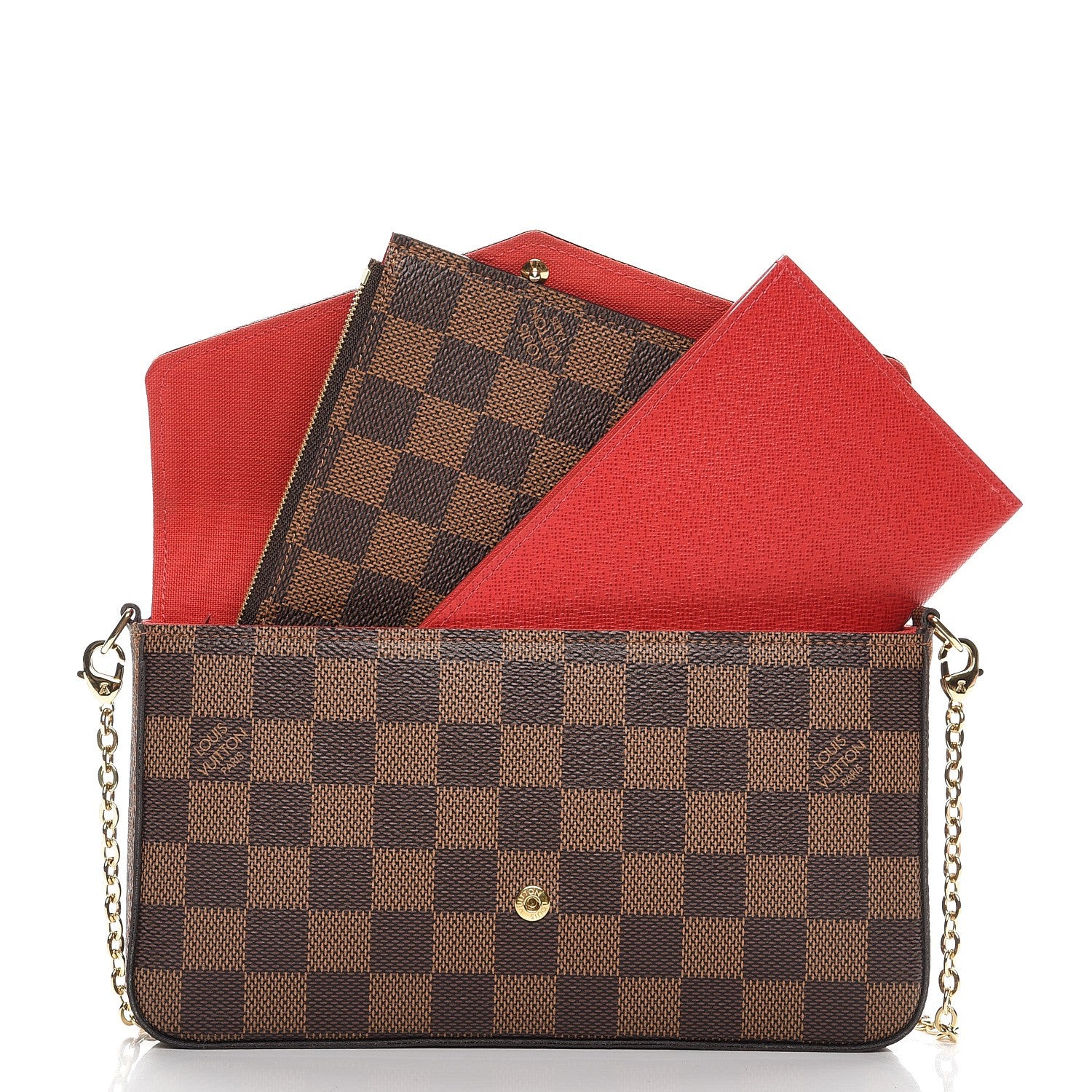 Louis Vuitton Damier Ebene Pochette Felicie Chain Wallet 7 of 9