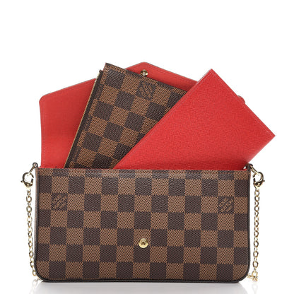 Louis Vuitton Damier Ebene Pochette Felicie Chain Wallet 7 of 9