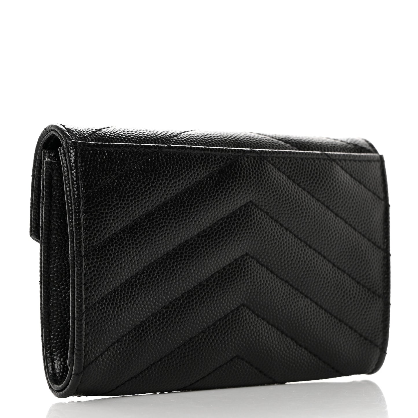 Grain De Poudre Matelasse Chevron Small Monogram Envelope Wallet Black