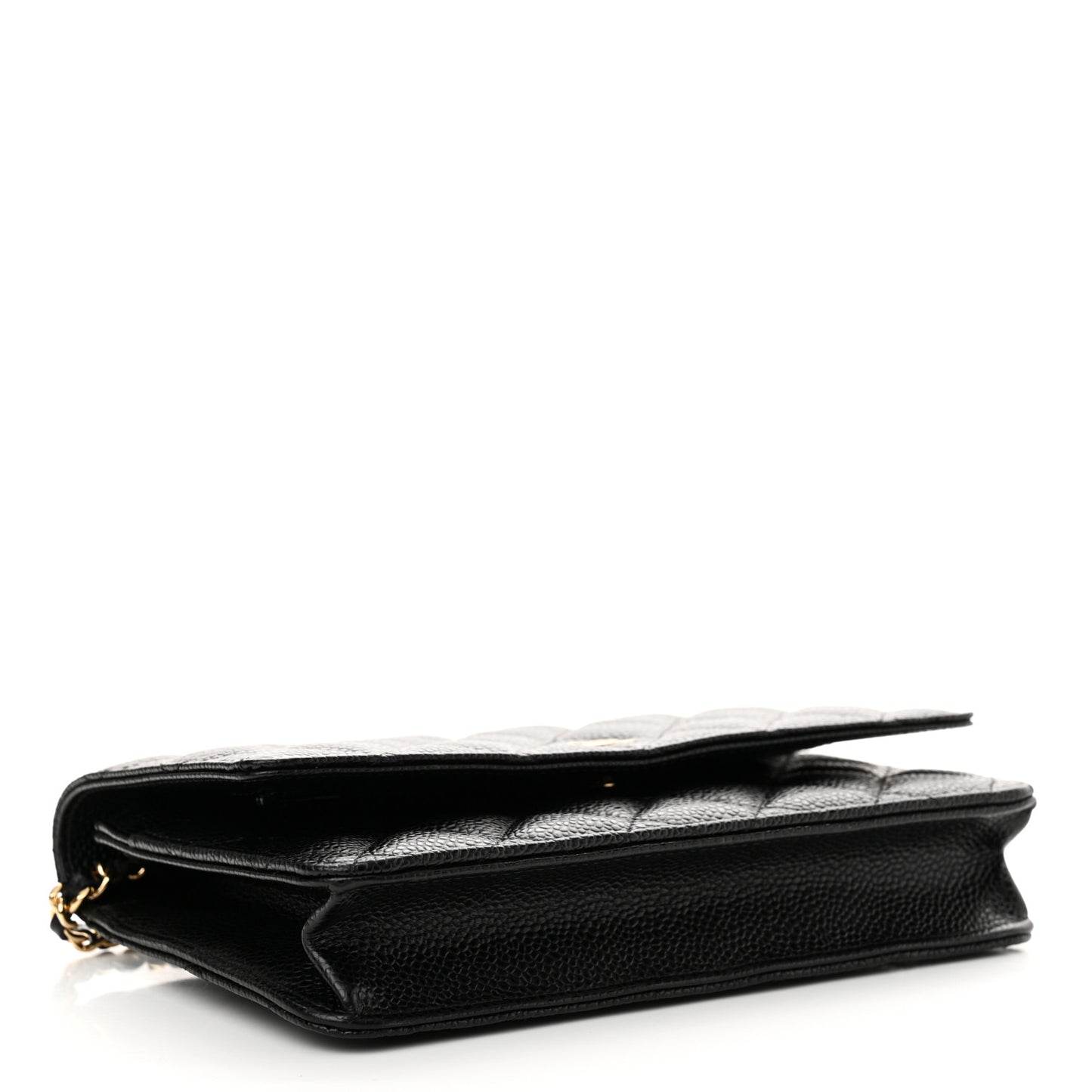 Caviar Quilted Wallet on Chain WOC Black