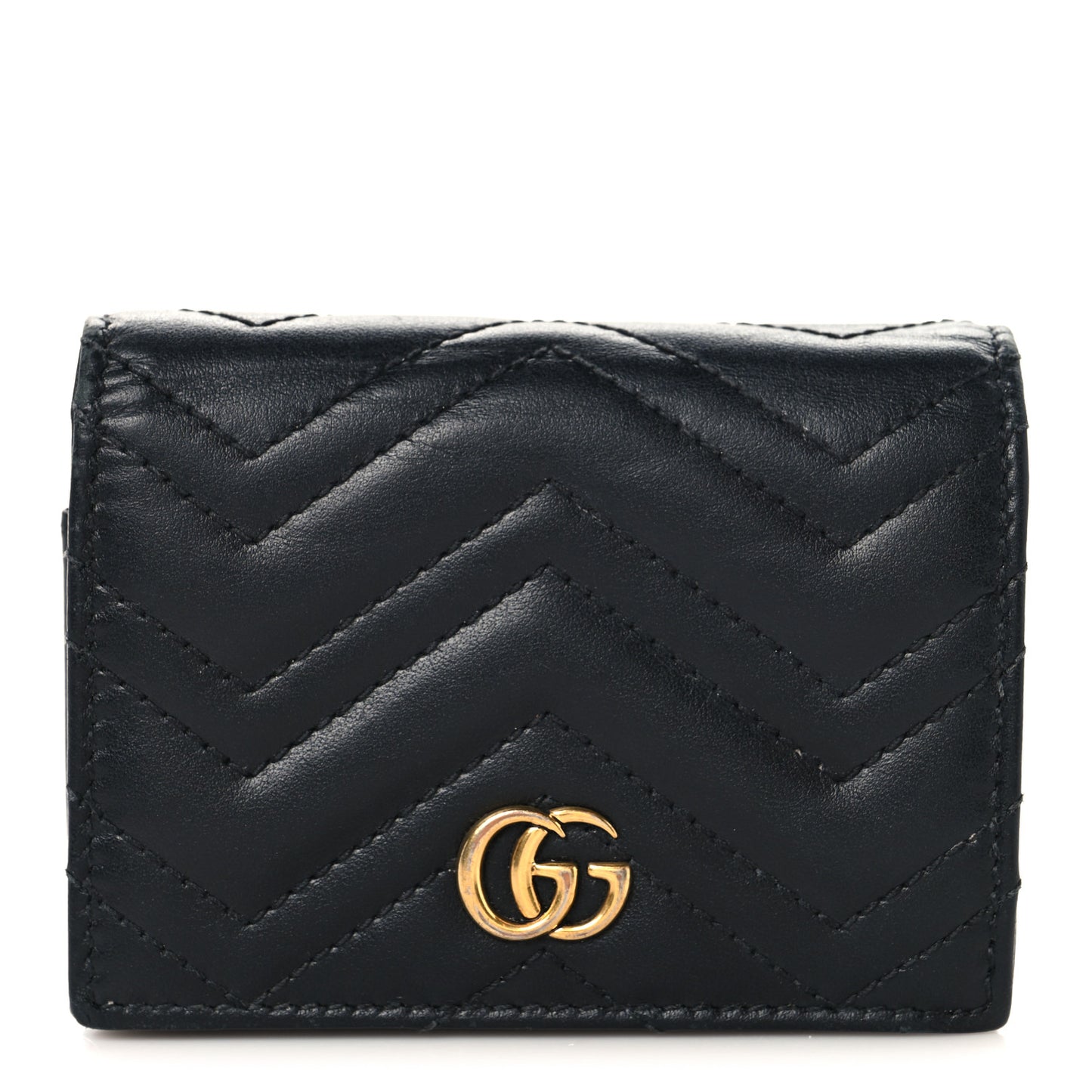 Calfskin Matelasse GG Marmont Card Case Black