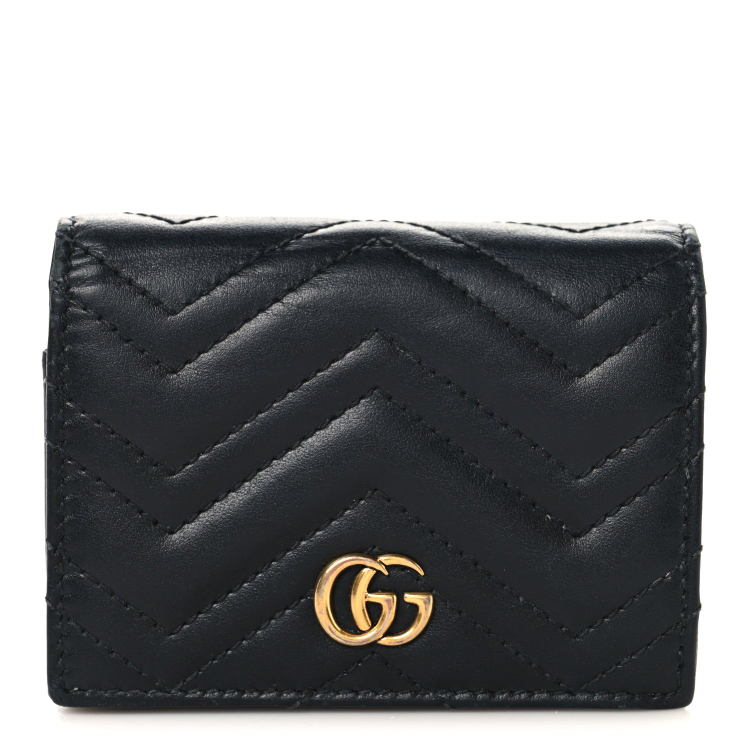Gucci Calfskin Matelasse GG Marmont Card Case Black 1 of 9