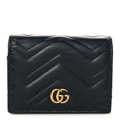 Gucci Calfskin Matelasse GG Marmont Card Case Black 1 of 9