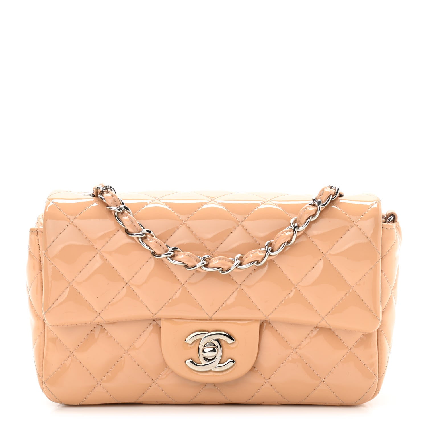 Chanel Patent Calfskin Quilted Mini Rectangular Flap Beige 1 of 13
